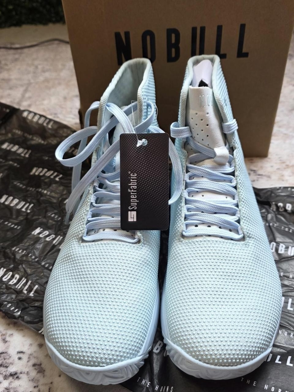 NOBULL Men's Light Blue Knit Trainers